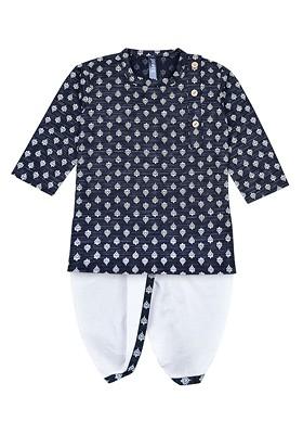Boys Ethnic Motifs Printed Pure Cotton Kurta With Dhoti Pants