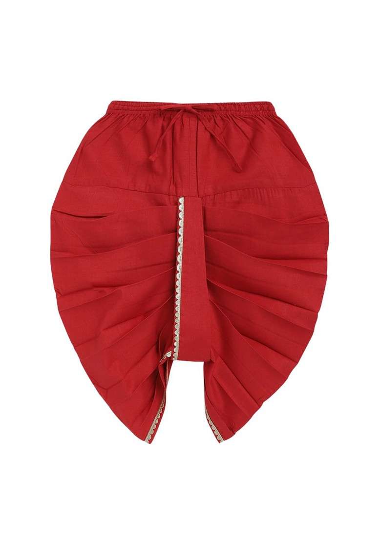 Boys Ethnic Motifs Embroidered Thread Work Pure Cotton Kurta With Dhoti - Indya