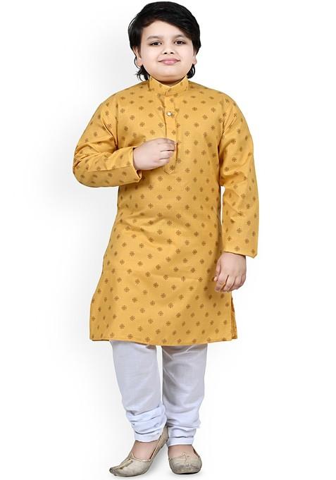 Boys Ethnic Motifs Printed Regular Kurta With Pyjamas — view on Indya