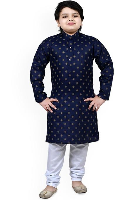 Boys Ethnic Motifs Printed Kurta With Pyjamas — view on Indya