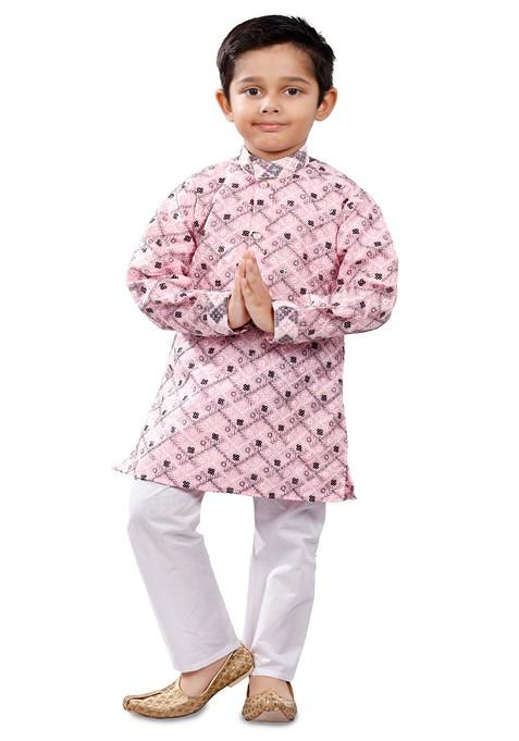 Boys Printed Straight Kurta With Trousers