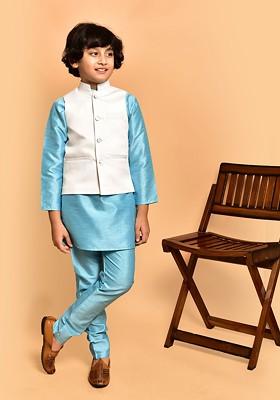 Boys Mandarin Collar Straight Kurta With Pyjamas