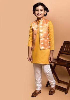 Boys Mandarin Collar Straight Kurta With Pyjamas