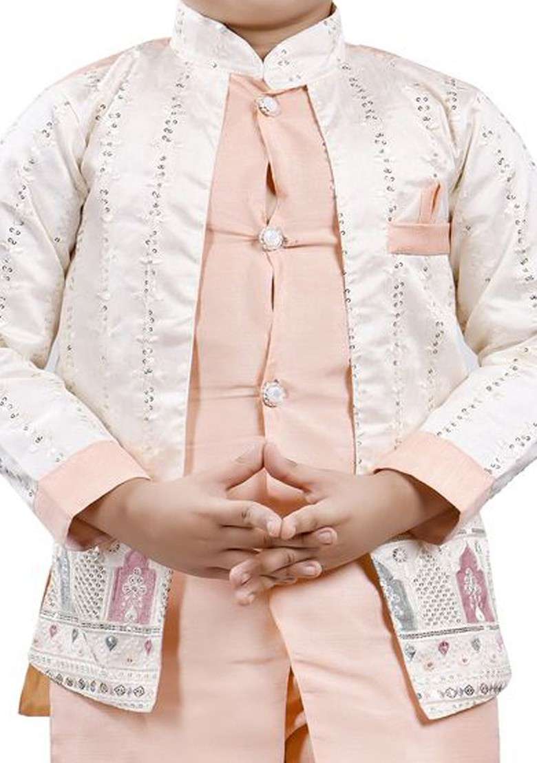 Boys Ethnic Motifs Regular Thread Work Kurta With Trousers Set - Indya