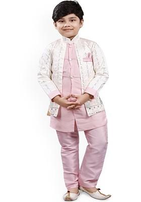 Boys Ethnic Motifs Mandarin Collar Kurta With Trousers