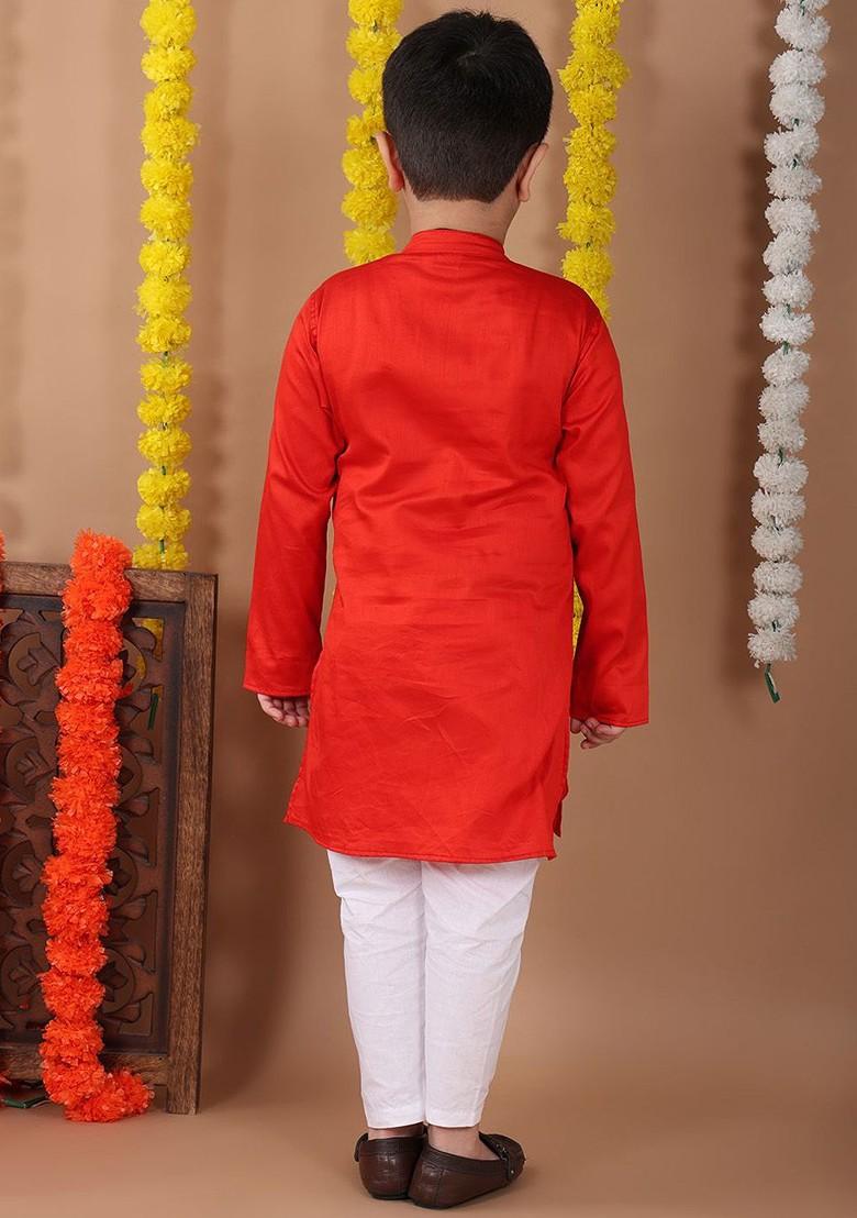 Boys Pure Cotton Kurta With Trouser - Indya