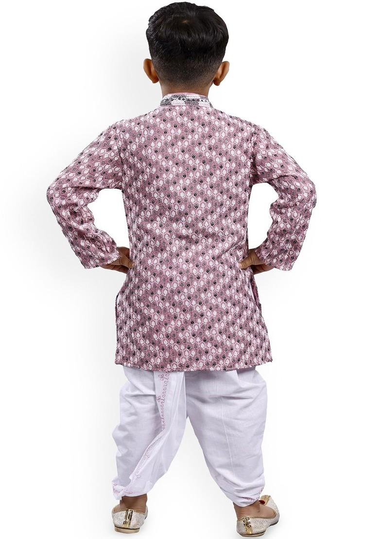 Boys Ethnic Motifs Printed Straight Kurta With Dhoti Pants - Indya