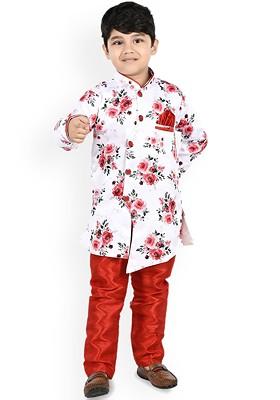 Boys Floral Printed Regular Kurta With Pyjamas