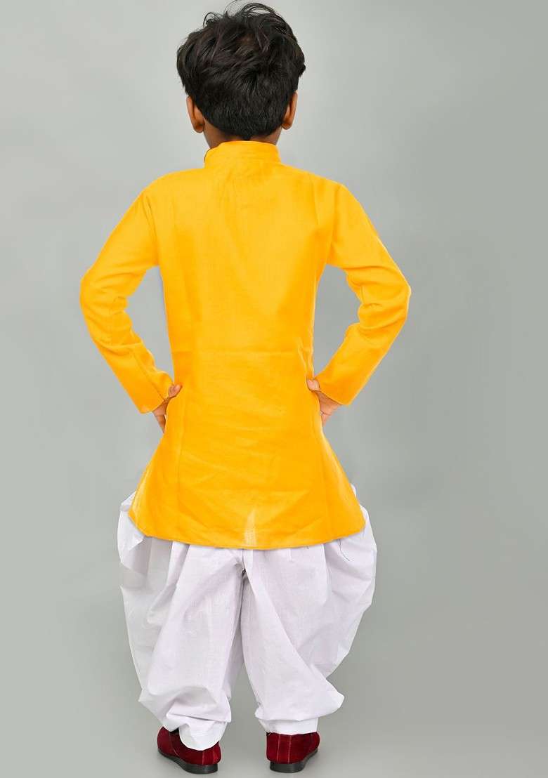 Boys Ethnic Motifs Embroidered Straight Thread Work Cotton Kurta With Patiala - Indya