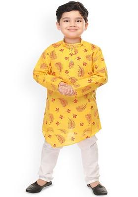 Boys Floral Printed Straight Kurta With Trousers