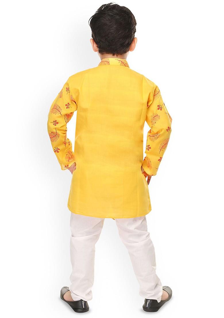 Boys Floral Printed Straight Kurta With Trousers - Indya