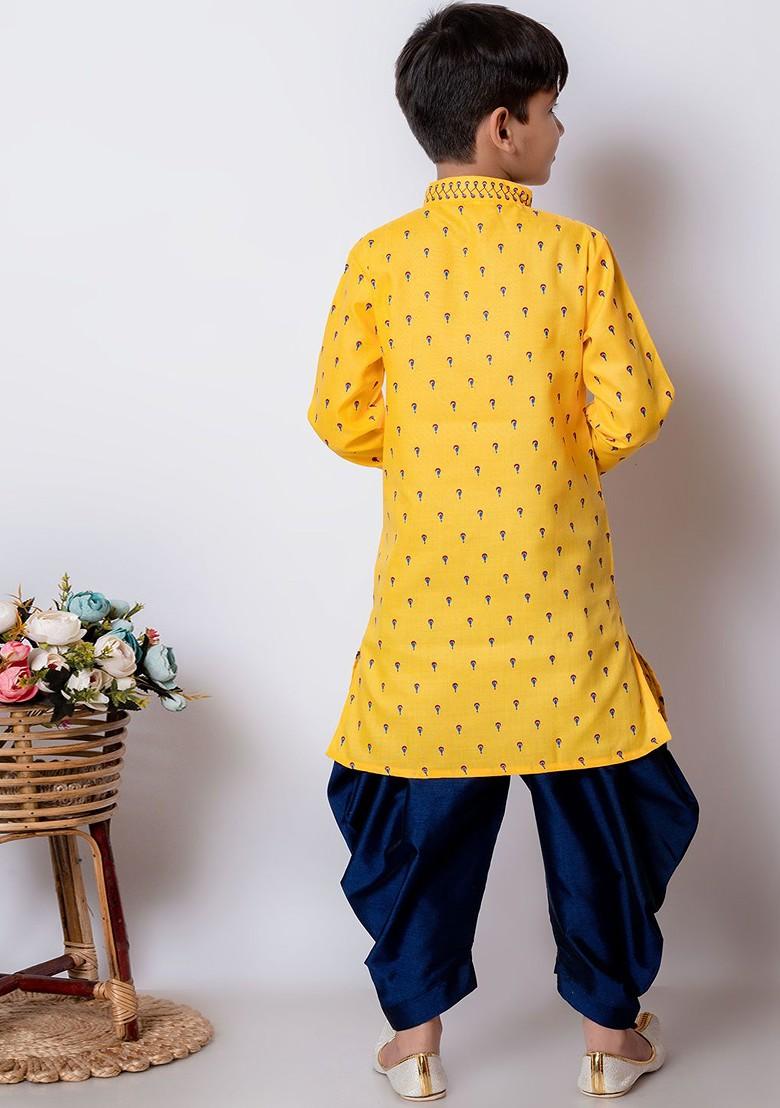 Boys Ethnic Motifs Printed Straight Kurta With Patiala - Indya