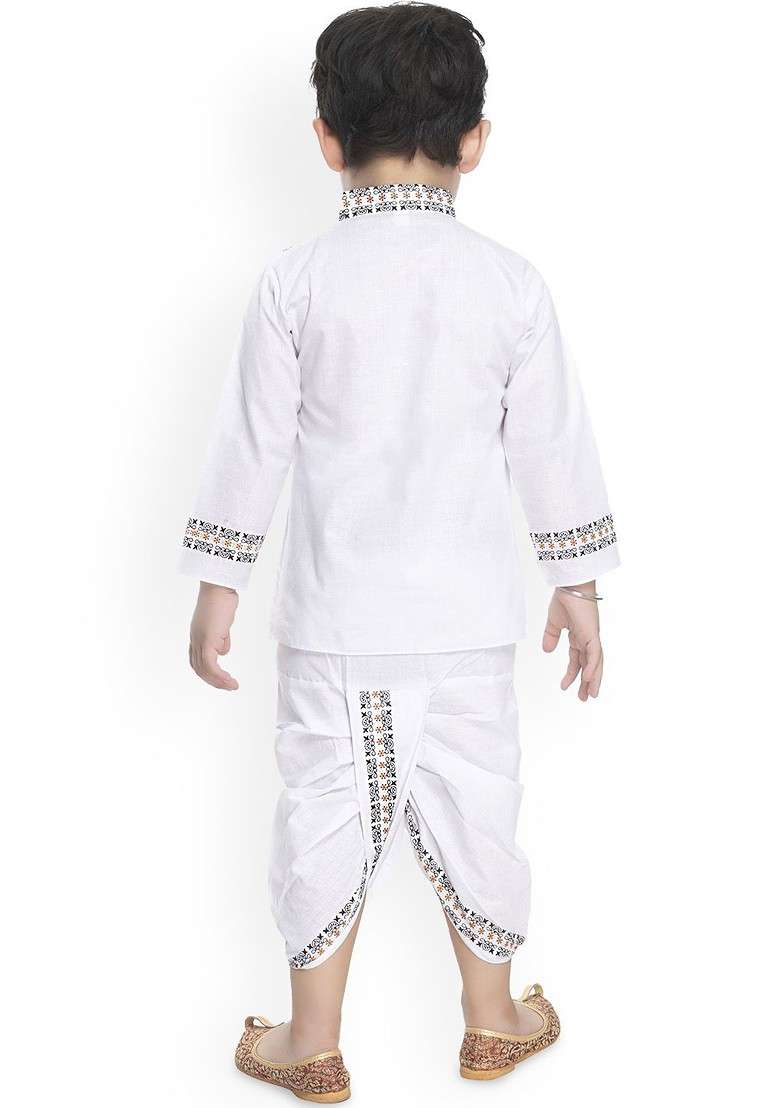 Boys Floral Embroidered Regular Thread Work Straight Kurti With Patiala - Indya
