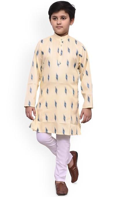 Boys Ethnic Motifs Regular Kurta With Pyjamas — view on Indya