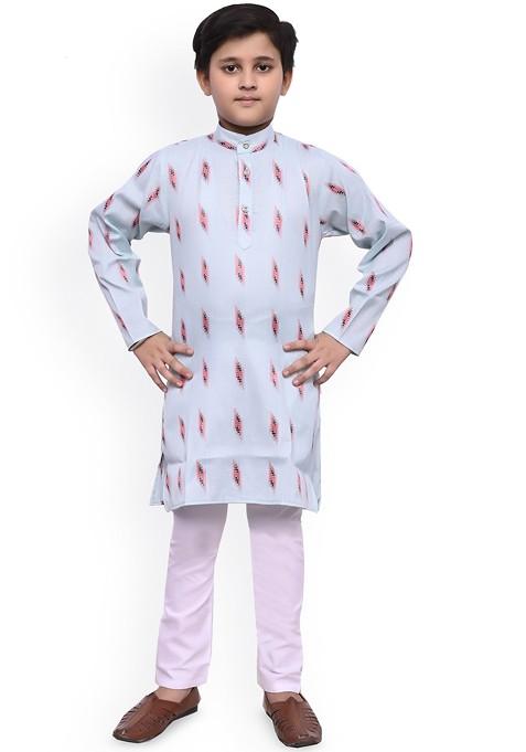Boys Regular Ethnic Motifs Kurta With Pyjamas — view on Indya