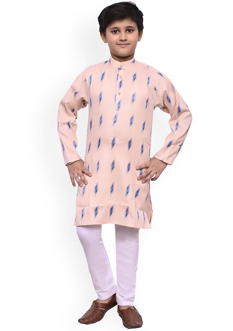 Boys Geometric Printed Regular Straight Kurta With Pyjamas - Indya