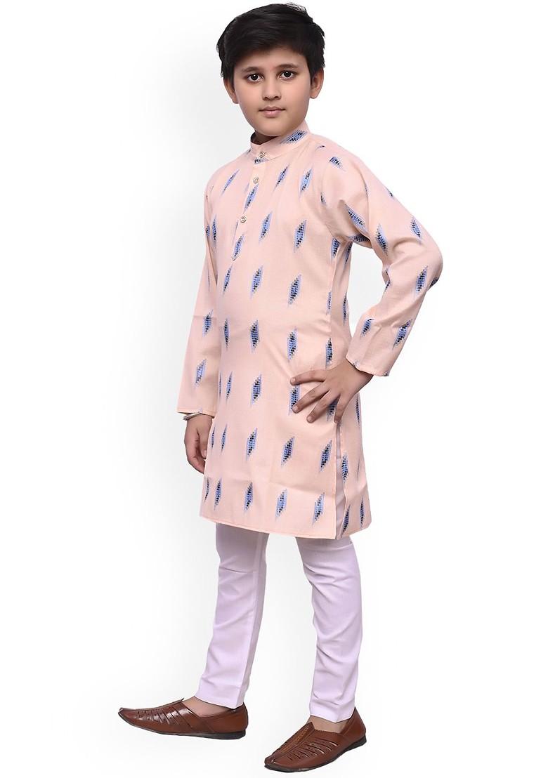 Boys Geometric Printed Regular Straight Kurta With Pyjamas - Indya