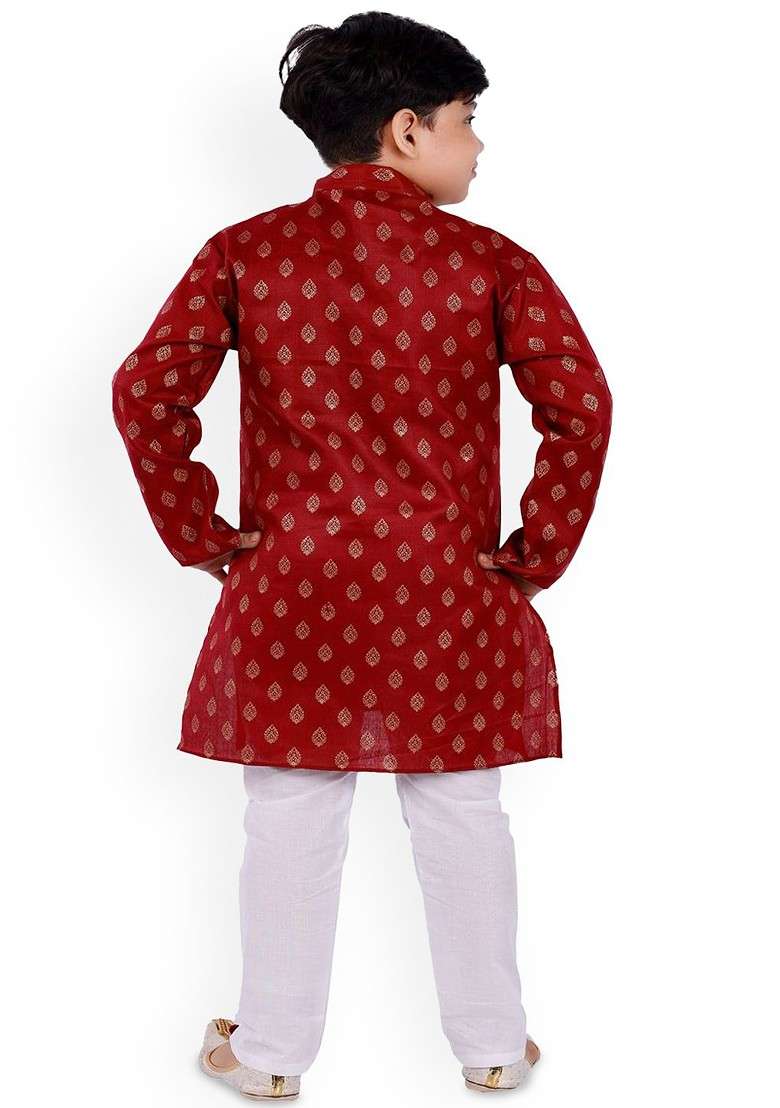 Boys Floral Regular Kurta With Trousers - Indya