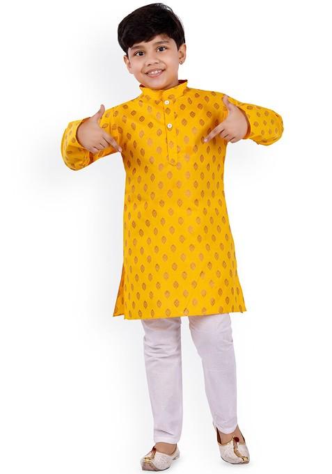 Boys Ethnic Motifs Printed Regular Kurta With Pyjamas — view on Indya
