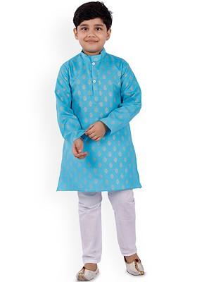 Boys Floral Printed Regular Kurta With Trousers