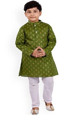 Boys Floral Printed Regular Kurta With Trousers
