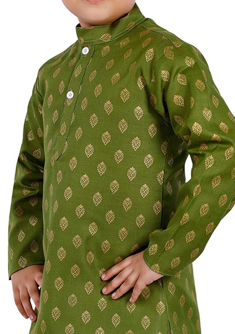 Boys Floral Printed Regular Kurta With Trousers - Indya