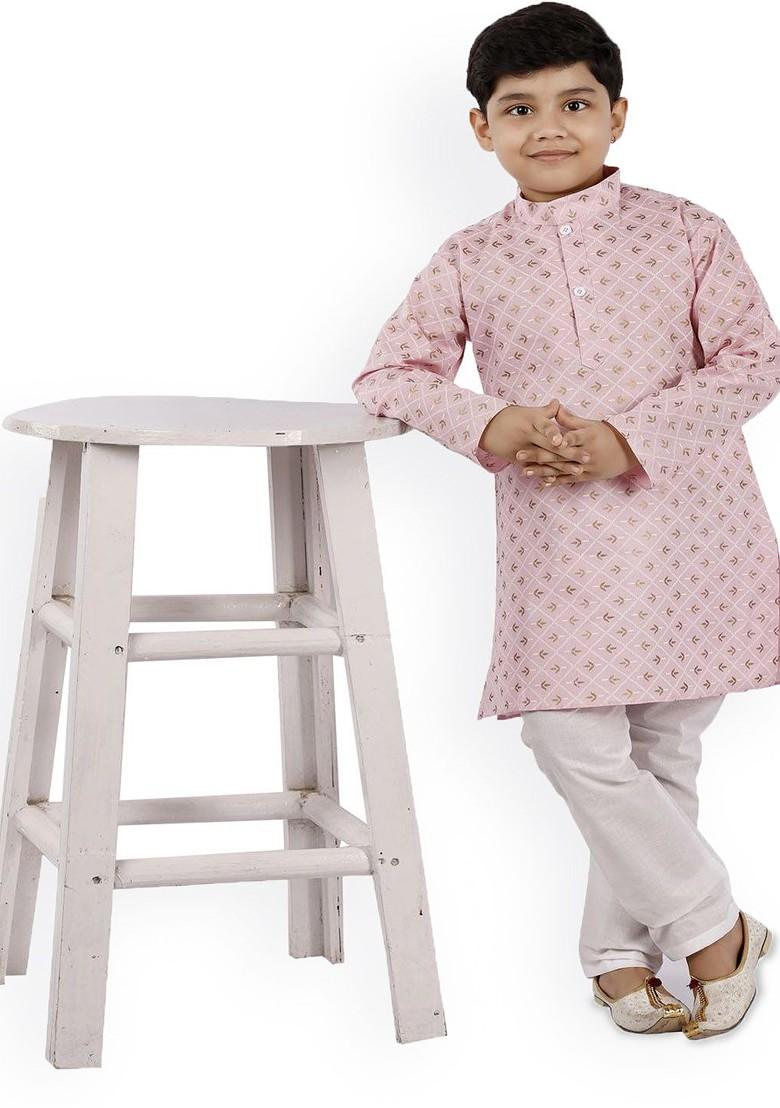 Boys Floral Printed Regular Kurta With Trousers - Indya