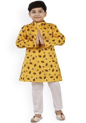 Boys Floral Printed Regular Kurta With Trousers