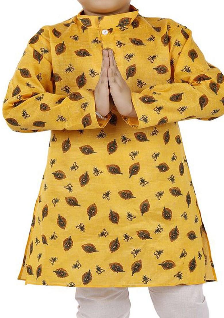 Boys Floral Printed Regular Kurta With Trousers - Indya