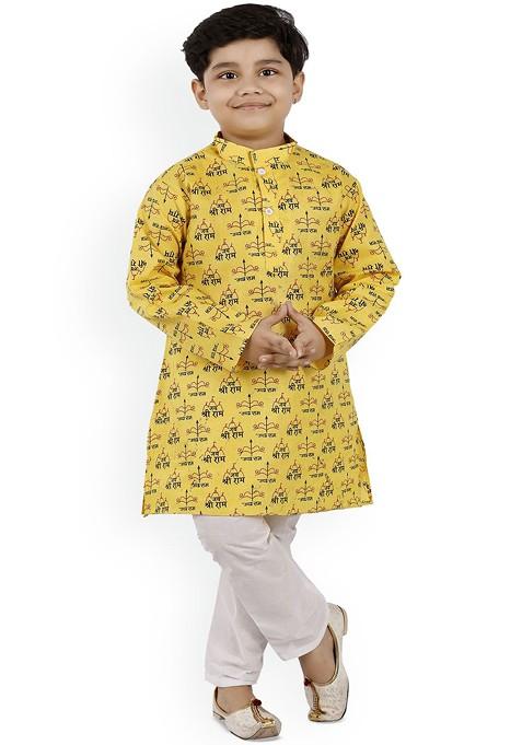 Boys Ethnic Motifs Printed Regular Kurta With Trousers — view on Indya