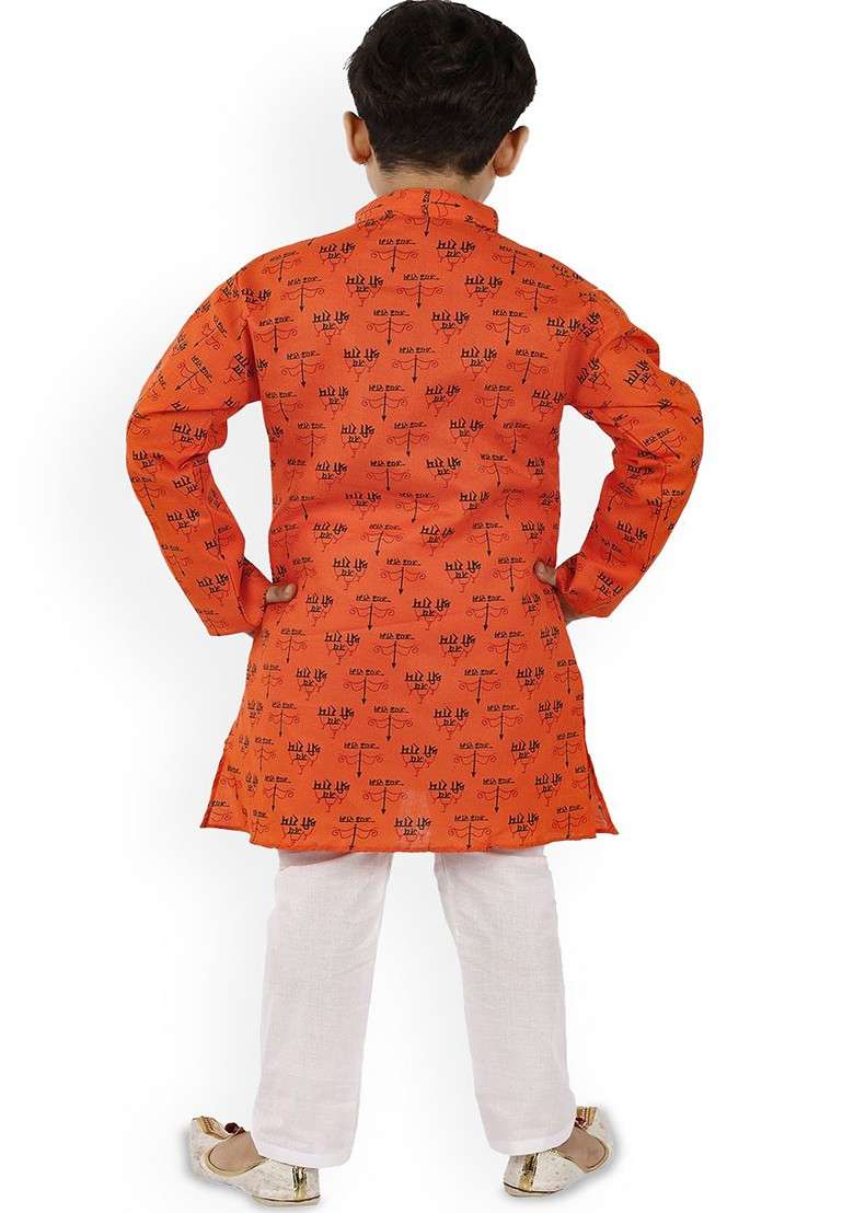 Boys Printed Regular Kurta With Pyjamas - Indya