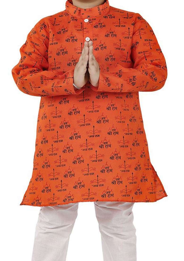 Boys Printed Regular Kurta With Pyjamas - Indya