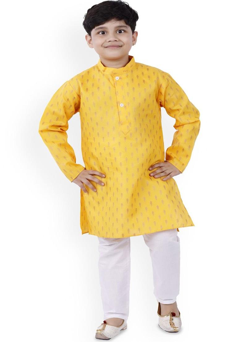 Boys Floral Printed Regular Kurta With Trousers - Indya