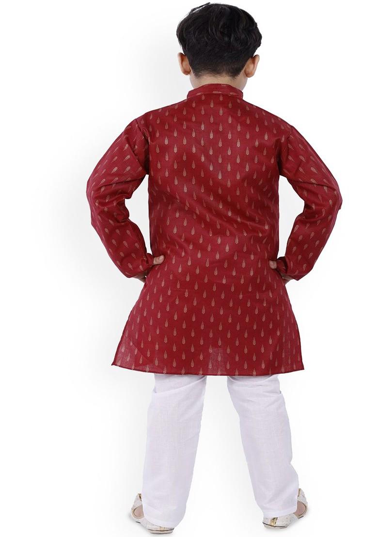 Boys Ethnic Motifs Printed Regular Kurta With Pyjamas - Indya