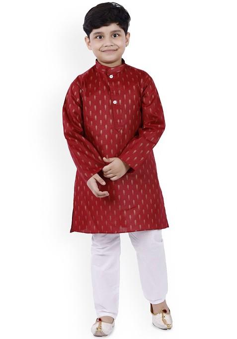 Boys Ethnic Motifs Printed Regular Kurta With Pyjamas — view on Indya