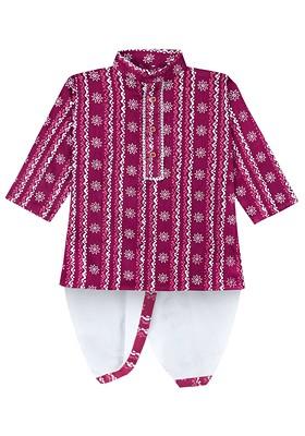 Boys Ethnic Motifs Printed Mandarin Collar Kurta With Dhoti Pants