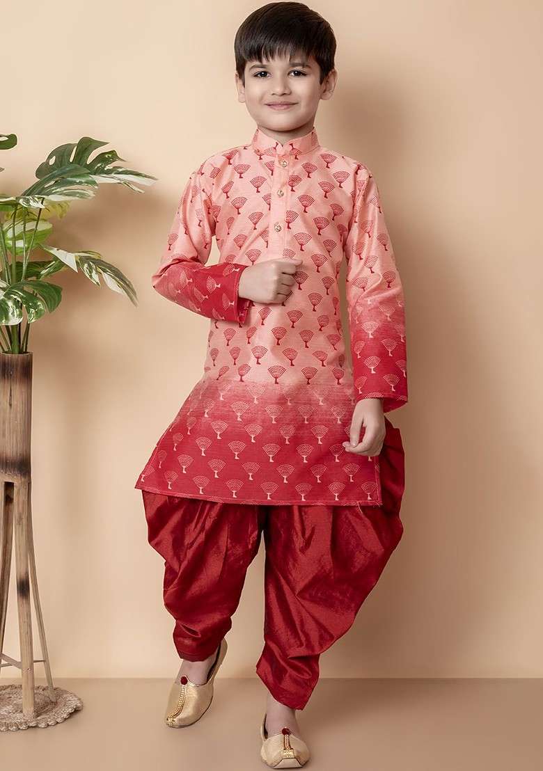 Boys Ombre Printed Regular Kurta And Patiala - Indya