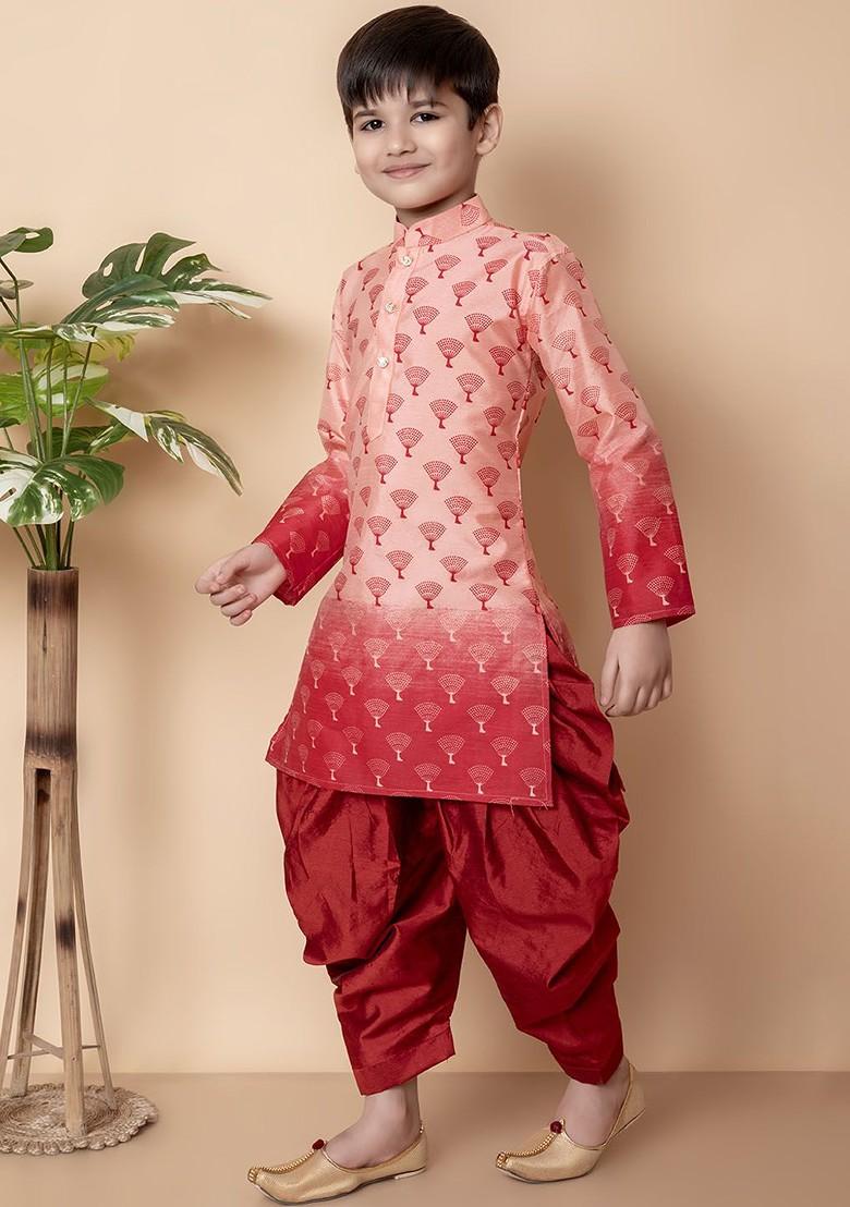 Boys Ombre Printed Regular Kurta And Patiala - Indya