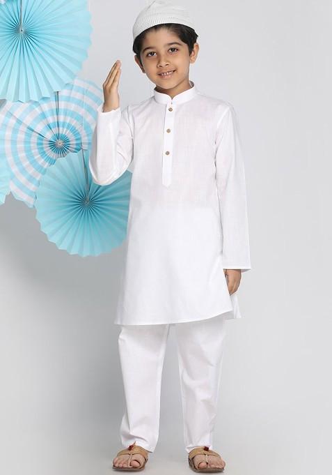 Boys Long Sleeves Kurta With Pyjamas — view on Indya