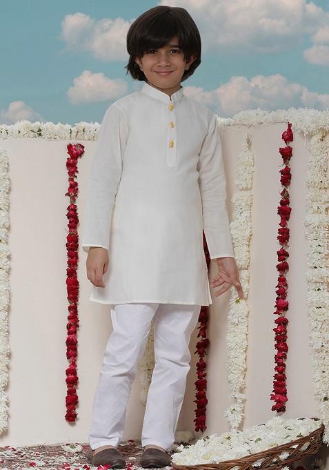 Boys Long Sleeves Kurta With Pyjamas — view on Indya