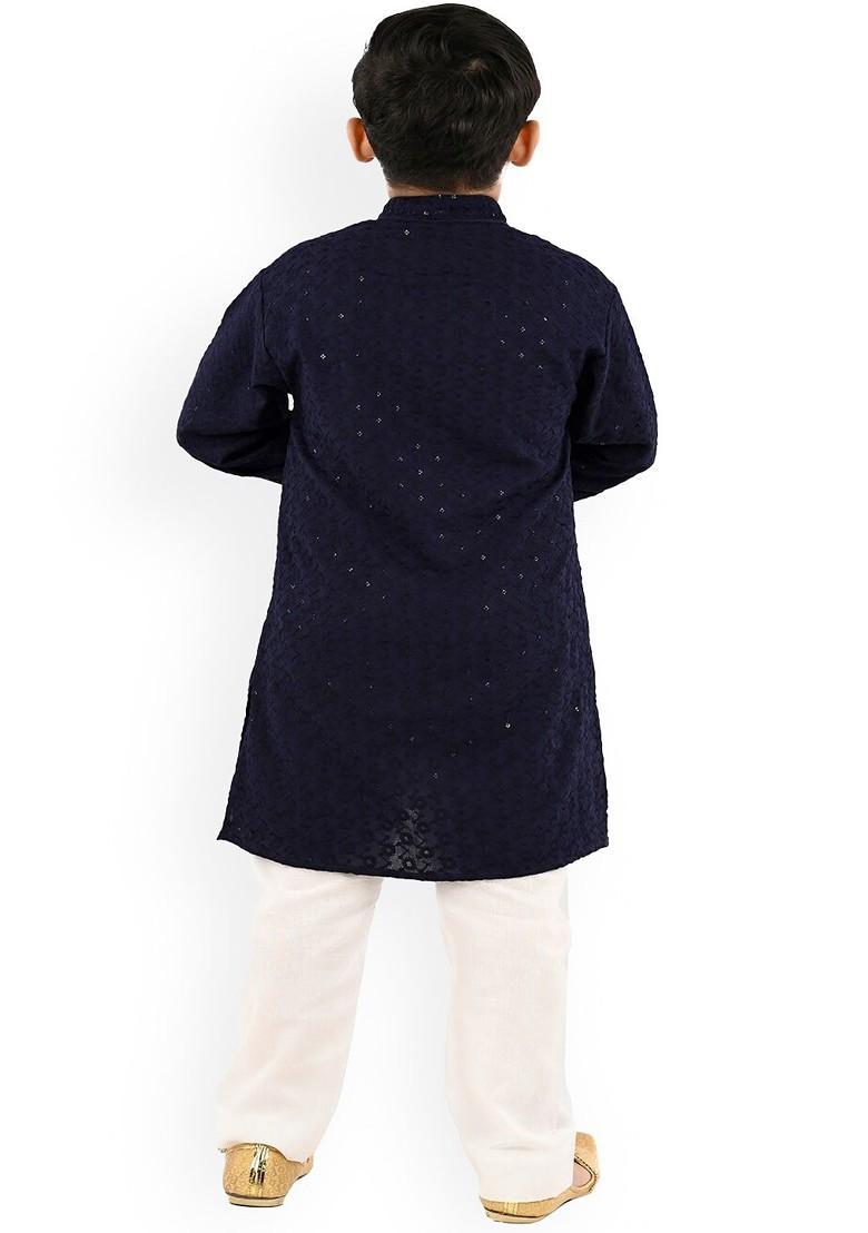 Boys Ethnic Motifs Regular Sequinned Straight Kurta With Trousers - Indya