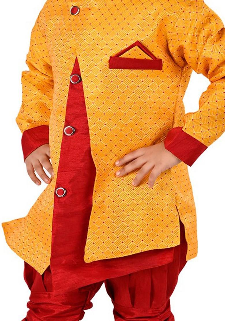 Boys Ethnic Motifs Printed A Line Kurta With Churidar - Indya