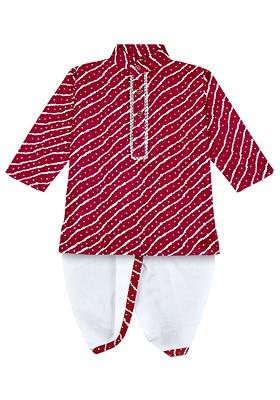 Infant Boys Striped Gotta Patti Kurta With Dhoti Pant