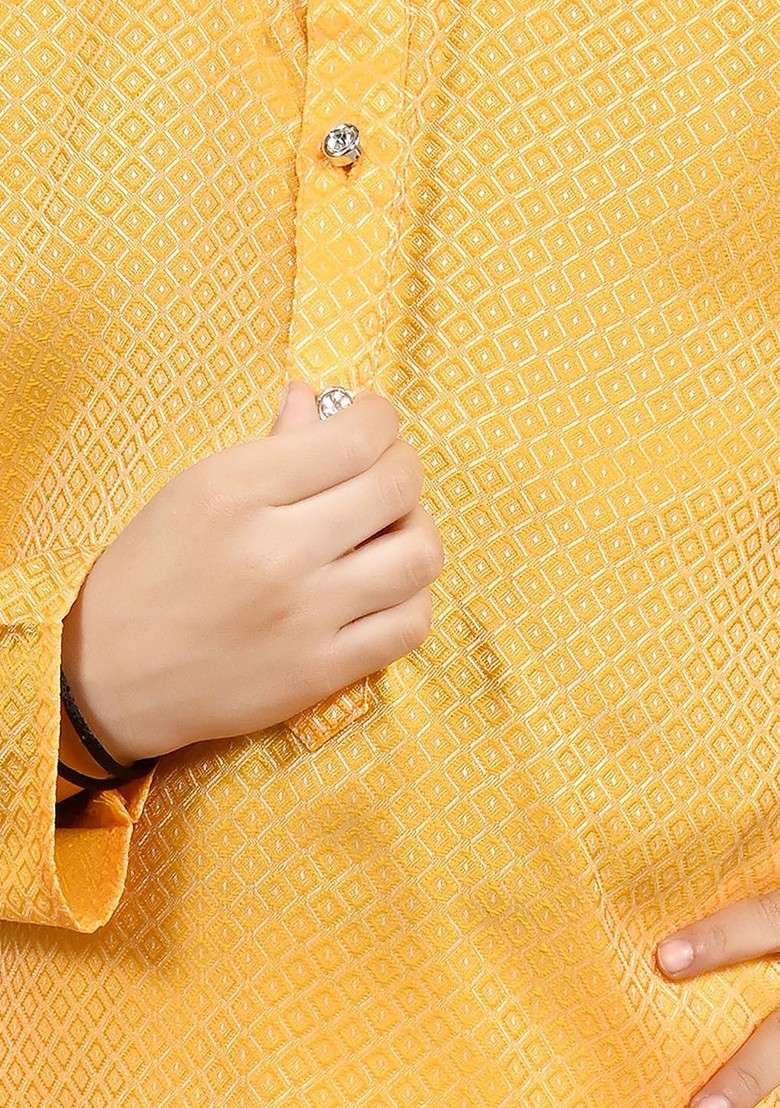 Boys Regular Thread Work Kurta With Pyjamas - Indya
