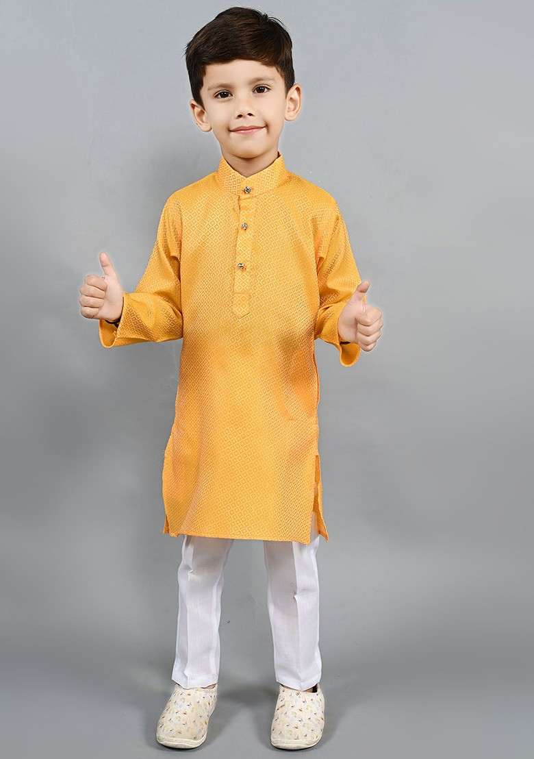 Boys Regular Thread Work Kurta With Pyjamas - Indya