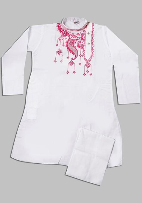 Boys Embroidered Straight Kurta Set