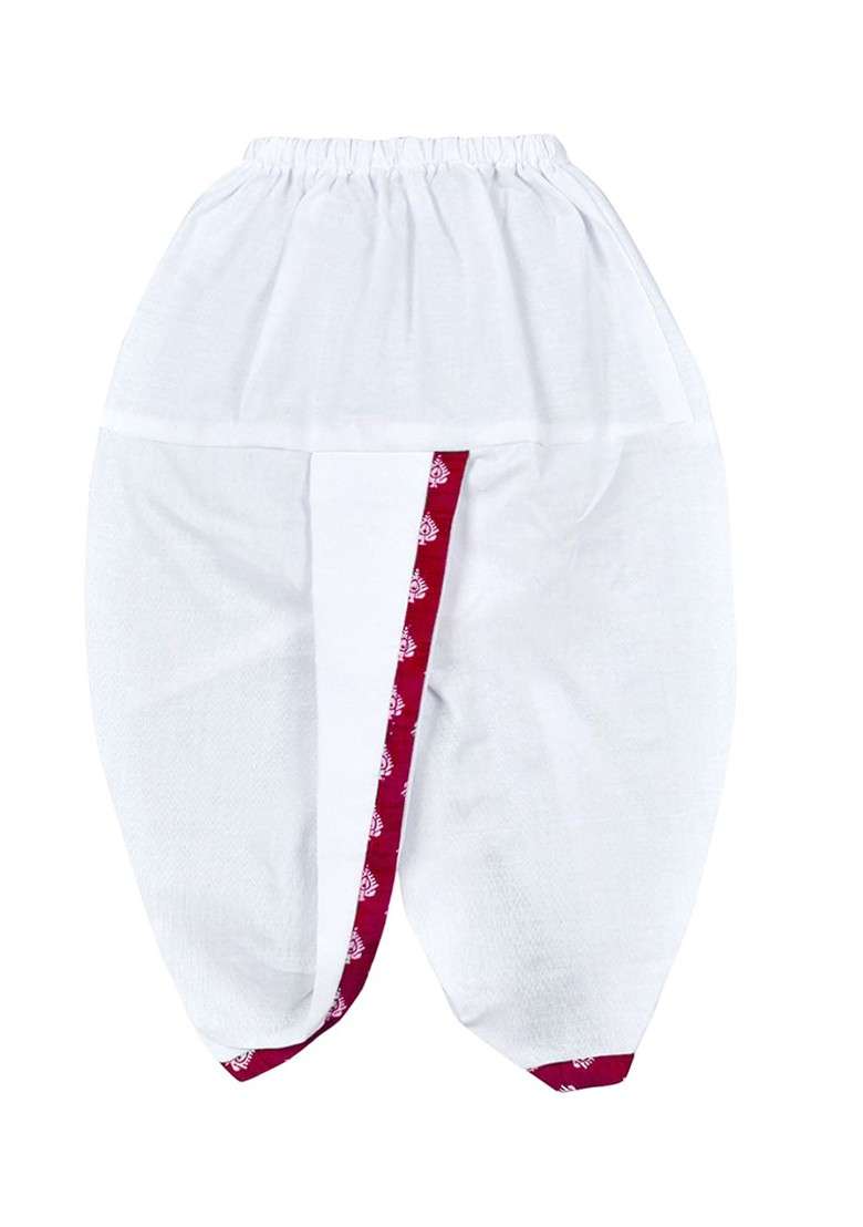 Boys Ethnic Motifs Printed Pure Cotton Kurta With Dhoti Pants - Indya