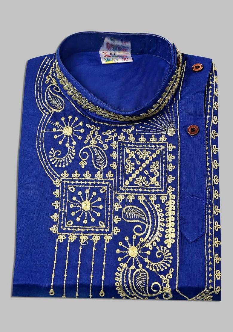 Boys Ethnic Motifs Yoke Deign Pure Cotton Straight Kurta With Pyjamas - Indya