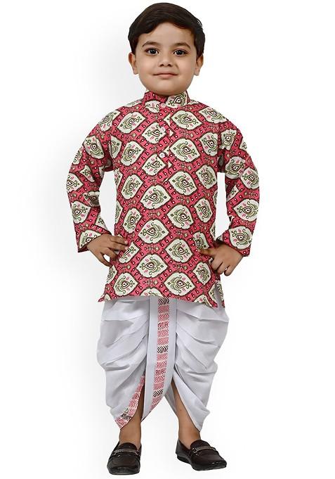 Boys Ethnic Motifs Printed Regular Kurta With Dhoti Pants