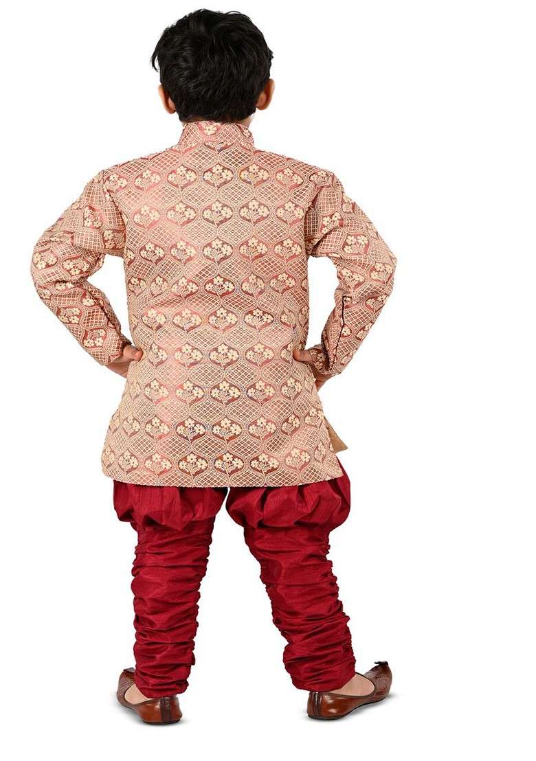 Boys Ethnic Motifs Mandarin Collar Long Sleeves Kurta With Pyjamas - Indya